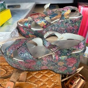 Sparkly Floral Platform Sandals - from the 70’s for Disco Fever